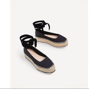 Zara Satin Platform Lace-Up Espadrilles